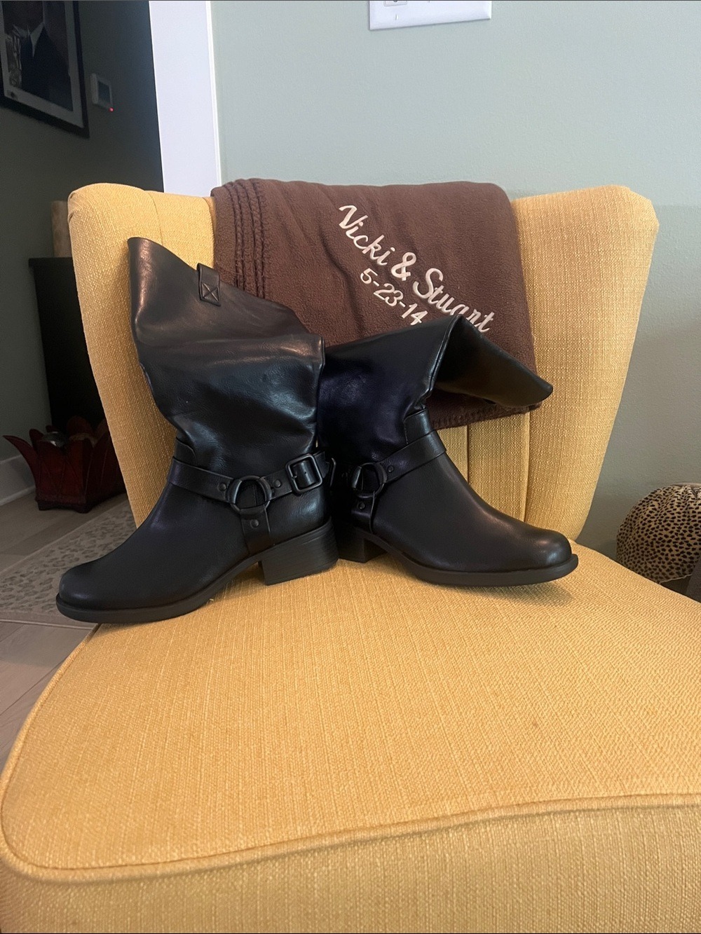 boc Black Slouchy Ankle Boots with Buckle Detail
